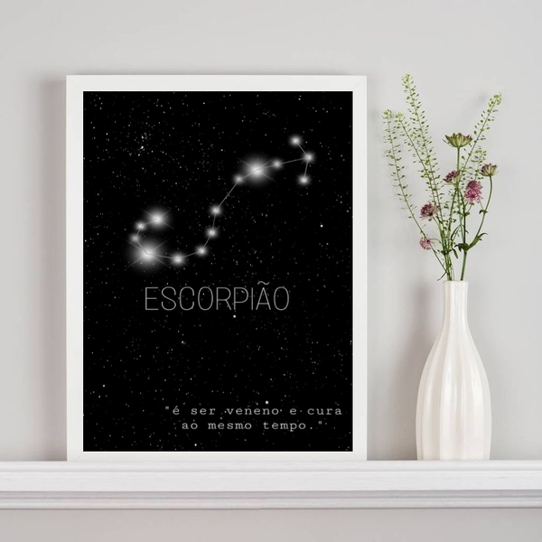 Quadro Decorativo Constelação Signo Escorpião 45x34cm - Com V