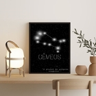Quadro Decorativo Constelação Signo Gêmeos 33x24cm Moldura:ma