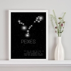 Quadro Decorativo Constelação Signo Peixes 33x24cm - Com Vidr