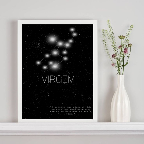 Quadro Decorativo Constelação Signo Virgem 33x24cm Moldura:ma