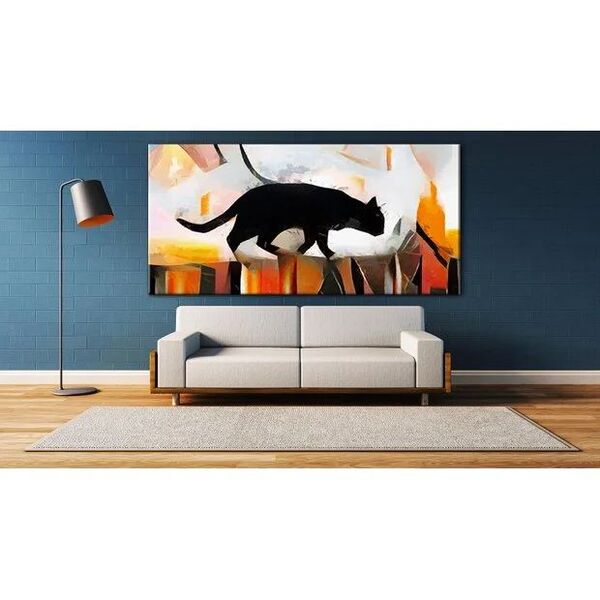 Quadro Decorativo Contemporâneo Animais Black Cat - 200x120cm