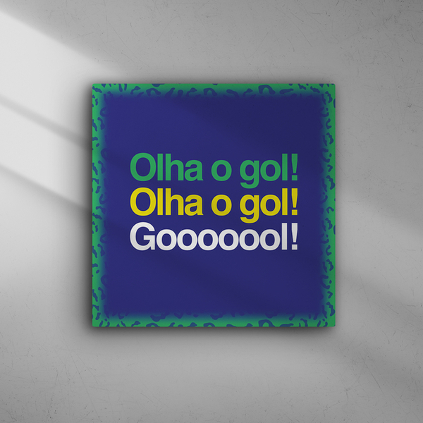 Jogos do Mundial 2022: Parede com quadro quadrado com a escrita olha o gol