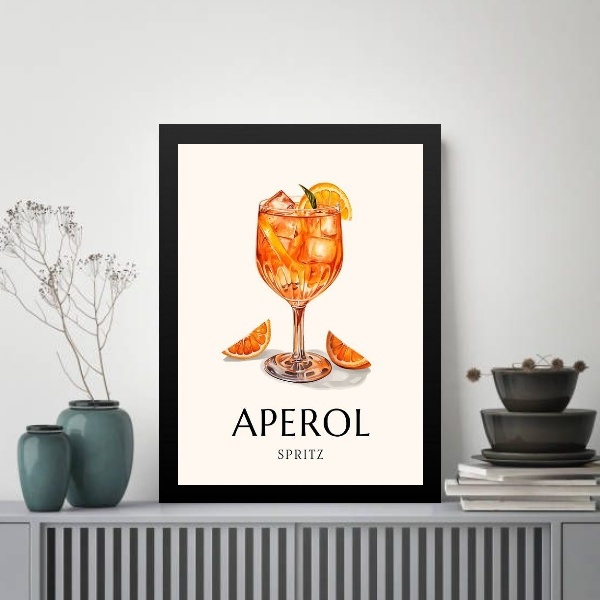 Quadro Decorativo Coquetel Alcoolico 45x34cm Moldura Branca