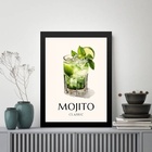 Quadro Decorativo Coquetel Mojito 45x34cm Moldura Branca