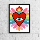 Quadro Decorativo Coração Com olho 33x24cm - Com Vidro Moldur