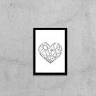 Quadro Decorativo Coração Geométrico Fundo Branco 45x34cm A3