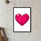 Quadro Decorativo Coração Geométrico Pink 45x34cm - Com Vidro