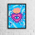 Quadro Decorativo Coração Mexicano 24x18cm - Com Vidro Moldur