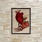 Quadro Decorativo Coração Viajante 45x34cm - Com Vidro Moldur