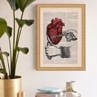 Quadro Decorativo Coração Vintage 24x18cm - Com Vidro Moldura