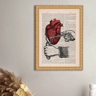 Quadro Decorativo Coração Vintage 33x24cm - Com Vidro Moldura