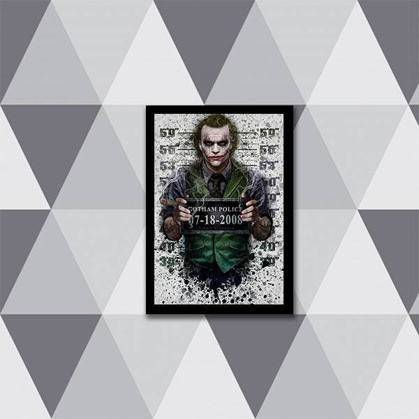 Quadro Decorativo Coringa 33x24cm - Com Vidro Moldura:madeira