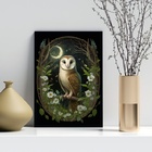 Quadro Decorativo Coruja Ao Luar 24x18cm Moldura Branca