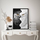 Quadro Decorativo Coruja Branco Preto - Metades 24x18cm Moldu