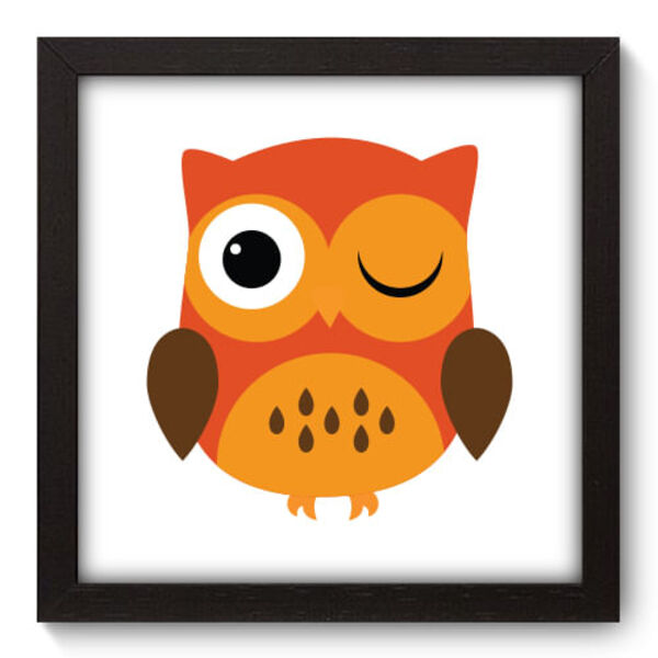 Quadro Decorativo - Coruja Laranja - 22cm X 22cm - 007qdbp