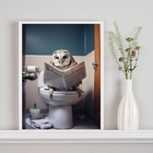 Quadro Decorativo Coruja No Banheiro 33x24cm - Com Vidro Mold