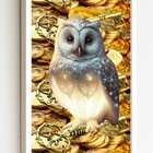 Quadro Decorativo Coruja Ouro Prosperidade  - 70x50cm Moldura