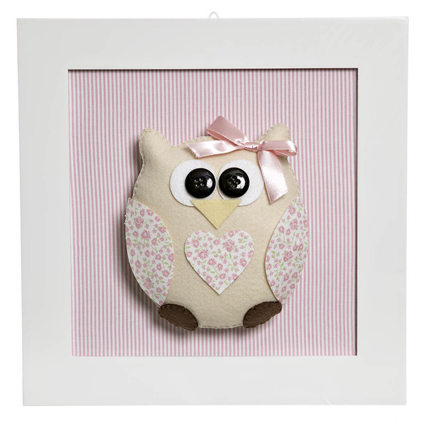 Quadro Decorativo Coruja Rosa Quarto Bebê Infantil
