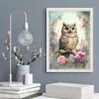 Quadro Decorativo Coruja Vintage 45x34cm Moldura Preta