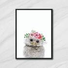 Quadro Decorativo Corujinha Coroa De Flores 45x34cm A3 (45 X