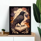 Quadro Decorativo Corvo 33x24cm - Com Vidro Moldura Preta