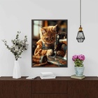 Quadro Decorativo Costureira - Gatinha 24x18cm - Com Vidro Mo