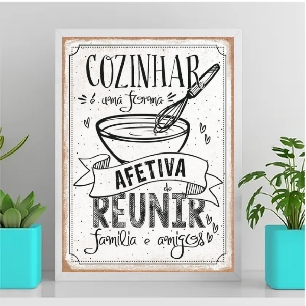 Quadro Decorativo Cozinha Afetiva 33x24cm - Com Vidro Moldura