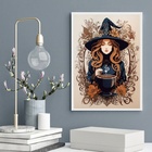 Quadro Decorativo Cozinha - Bruxa 24x18cm - Com Vidro Moldura