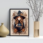 Quadro Decorativo Cozinha - Bruxa 33x24cm - Com Vidro Moldura