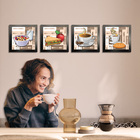 Quadro Decorativo Cozinha Café Manhã Padaria 20x20cm Kit 4un
