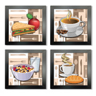 Quadro Decorativo Cozinha Café Manhã Padaria 20x20cm Kit 4un