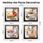 Quadro Decorativo Cozinha Café Manhã Padaria 20x20cm Kit 4un