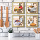 Quadro Decorativo Cozinha Café Manhã Padaria 20x20cm Kit 4un