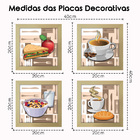 Quadro Decorativo Cozinha Café Manhã Padaria 20x20cm Kit 4un