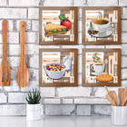 Quadro Decorativo Cozinha Café Manhã Padaria 20x20cm Kit 4un