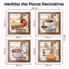 Quadro Decorativo Cozinha Café Manhã Padaria 20x20cm Kit 4un