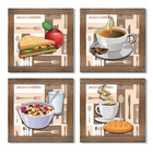 Quadro Decorativo Cozinha Café Manhã Padaria 20x20cm Kit 4un
