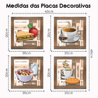 Quadro Decorativo Cozinha Café Manhã Padaria 20x20cm Kit 4un