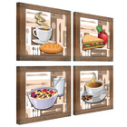 Quadro Decorativo Cozinha Café Manhã Padaria 20x20cm Kit 4un