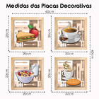 Quadro Decorativo Cozinha Café Manhã Padaria 20x20cm Kit 4un