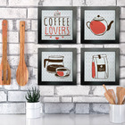 Quadro Decorativo Cozinha Café Padaria Copa 20x20cm Kit 4 Un
