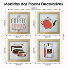 Quadro Decorativo Cozinha Café Padaria Copa 20x20cm Kit 4 Un