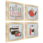 Quadro Decorativo Cozinha Café Padaria Copa 20x20cm Kit 4 Un