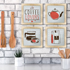 Quadro Decorativo Cozinha Café Padaria Copa 20x20cm Kit 4 Un