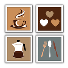 Quadro Decorativo Cozinha Copa Cantina Objetos Café Xícara -