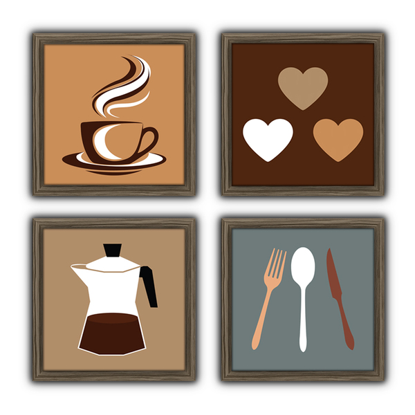 Quadro Decorativo Cozinha Copa Cantina Objetos Café Xícara -