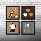 Quadro Decorativo Cozinha Copa Cantina Objetos Café Xícara -