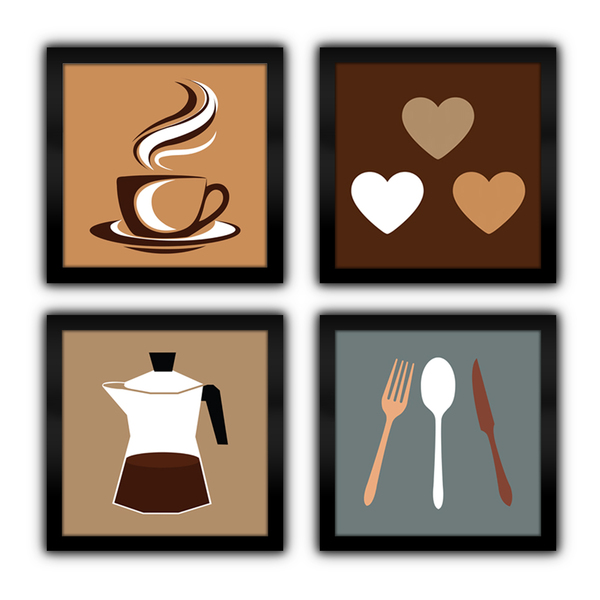 Quadro Decorativo Cozinha Copa Cantina Objetos Café Xícara -