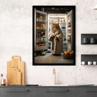 Quadro Decorativo Cozinha Gato Geladeira 45x34cm - Com Vidro