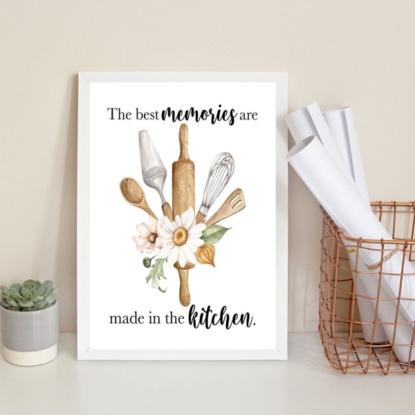 Quadro Decorativo Cozinha Melhores Memórias 45x34cm - Com Vid